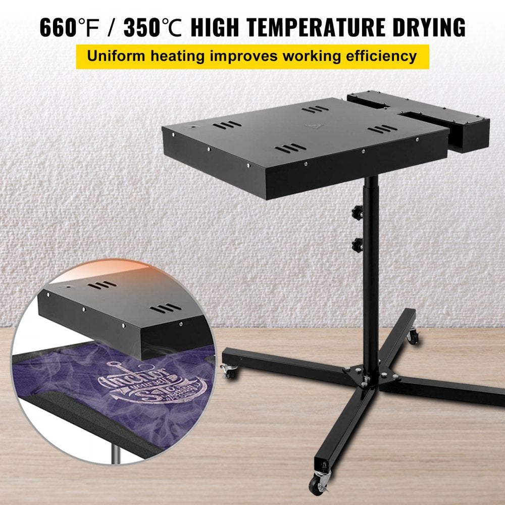 VEVOR Flash Dryer 18x18Inch Electrical Control Box Flash Dryer for Screen Printing Adjustable Stand Screen Printing Dryer T-Shirt Curing Machine