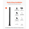 VEVOR Cable Railing Post, 42x2x2 Inch Corner Railing Post, with L-Shaped Pre-Drilled Holes, Stainless Steel Cable Rail Post with Horizontal and Curved Bracket, 1-Pack, Black, 1JZLGZXHS1065S1EW001V0