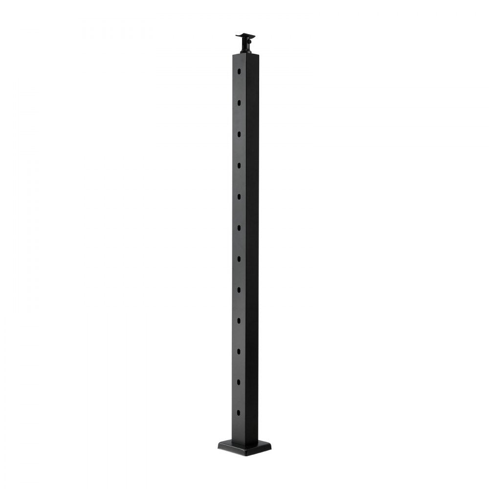 VEVOR Cable Railing Post, 42x1x2 Inch Stair Railing Post, with Pre-Drilled 30° Angled Holes, Stainless Steel Cable Rail Post with Horizontal and Curved Bracket, 1-Pack, Black, 1JZLGZXHS106VRA3X001V0