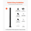 VEVOR Cable Railing Post, 42x2x2 Inch Stair Railing Post, with Pre-Drilled 30° Angled Holes, Stainless Steel Cable Rail Post with Horizontal and Curved Bracket, 1-Pack, Black, 1JZLGZXHS106W3XAA001V0