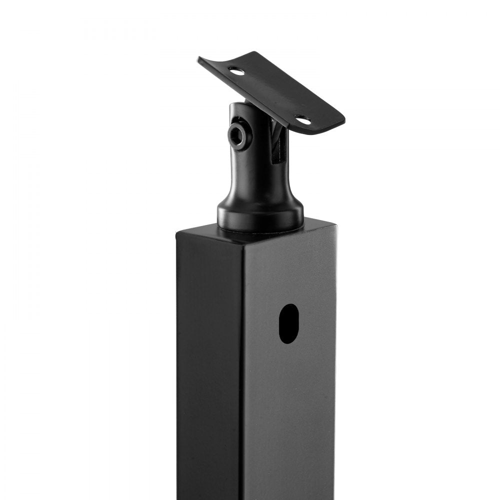 VEVOR Cable Railing Post, 42x2x2 Inch Stair Railing Post, with Pre-Drilled 30° Angled Holes, Stainless Steel Cable Rail Post with Horizontal and Curved Bracket, 1-Pack, Black, 1JZLGZXHS106W3XAA001V0