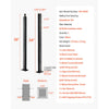 VEVOR 1-Pack Cable Railing Post, 36x2x2 In Horizontal-Hole Deck Railing Post with Pre-Drilled Holes, Stainless Steel Cable Rail Post with Horizontal and Curved Bracket, Black, 1JZLGZXHS9148RVYS001V0
