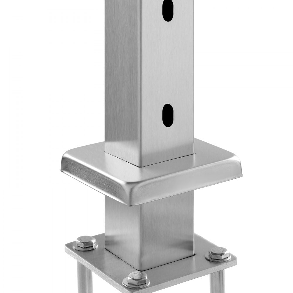VEVOR Cable Railing Post, 42x2x2 Inch Stair Railing Post, with Pre-Drilled 30° Angled Holes, Stainless Steel Cable Rail Post with Horizontal and Curved Bracket, 1-Pack, Silver, 1JZLGZXYS1062TLWC001V0
