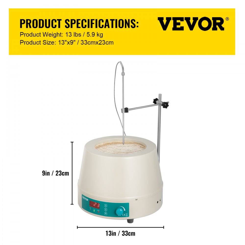 2000ml Electric Digital Magnetic Stirring Heating Mantle 450W 380℃