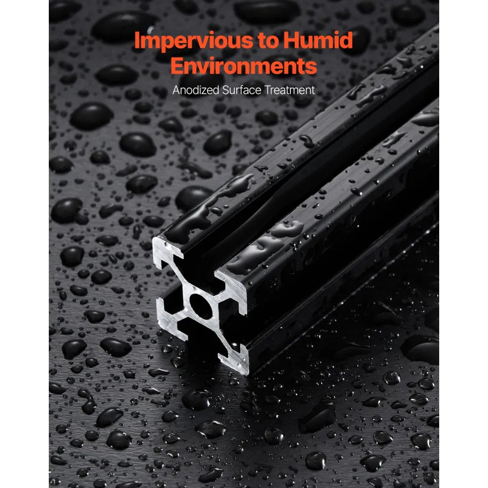 VEVOR 10PCS 59 in (1500 mm) T Slot 2020 Aluminum Extrusion Profile, European Standard Anodized Linear Rail, High-Strength Extruded Aluminum Rail for 3D Printer, CNC Machine DIY, Laser Engraving, Black