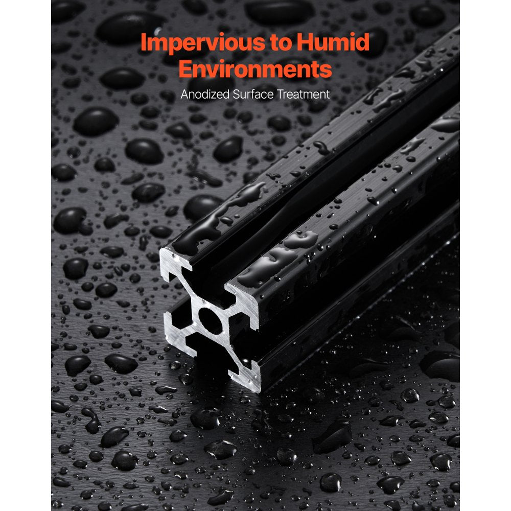 VEVOR 10PCS 47.2 in (1200mm) T Slot 2020 Aluminum Extrusion Profile, European Standard Anodized Linear Rail, High-Strength Extruded Aluminum Rail for 3D Printer, CNC Machine DIY, Laser Engraving, Black