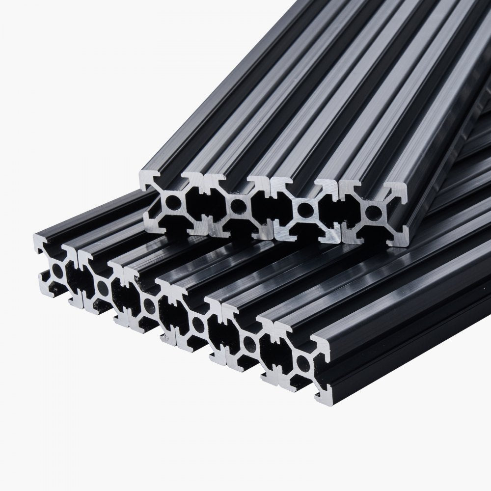 VEVOR 10PCS 47.2 in (1200mm) T Slot 2020 Aluminum Extrusion Profile, European Standard Anodized Linear Rail, High-Strength Extruded Aluminum Rail for 3D Printer, CNC Machine DIY, Laser Engraving, Black