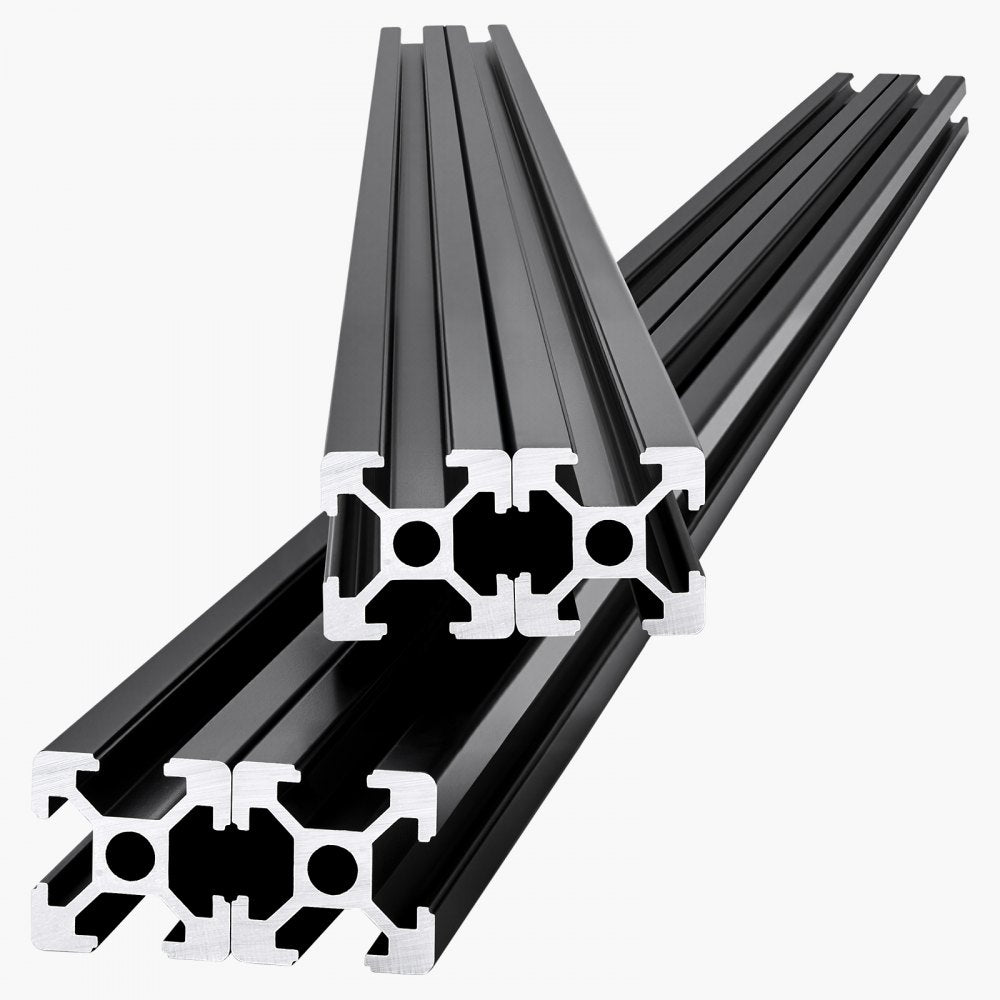 VEVOR 4PCS 47.2 in (1200mm) T Slot 2020 Aluminum Extrusion Profile, European Standard Anodized Linear Rail, High-Strength Extruded Aluminum Rail for 3D Printer, CNC Machine DIY, Laser Engraving, Black