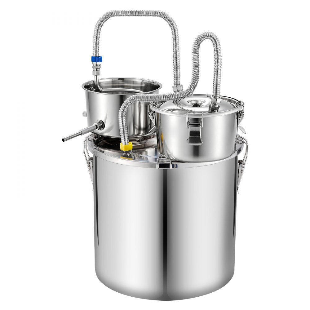 VEVOR Alcohol Still, 8 GAL/ 30L Alcohol Distiller with Thumper Keg, Dual-scale Thermometer, and Water Pump, Home Brewing Kit for DIY Whiskey Wine Brandy