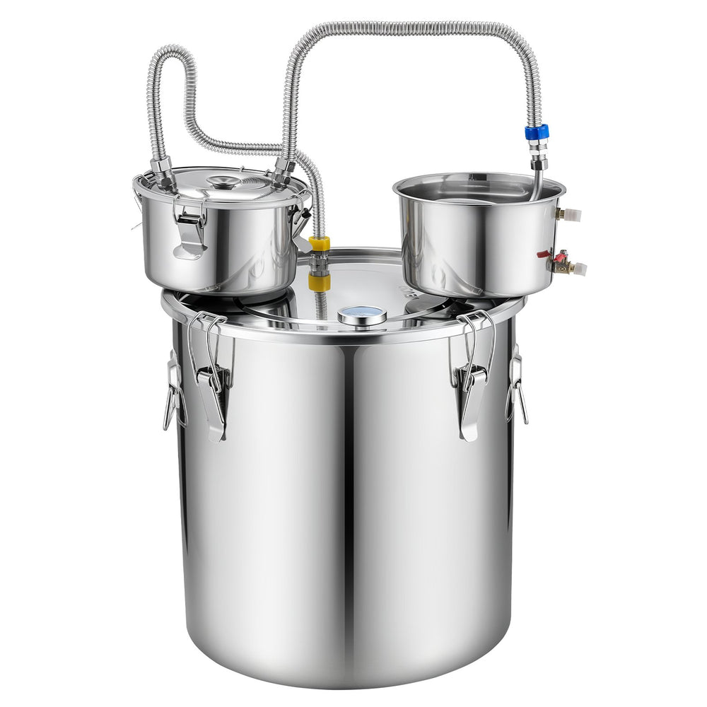 VEVOR Alcohol Still, 13.2 GAL/ 50L Alcohol Distiller with 10 x 16oz Glass Jars, Thumper Keg, Dual-scale Thermometer, and Water Pump, Home Brewing Kit for DIY Whiskey Wine Brandy