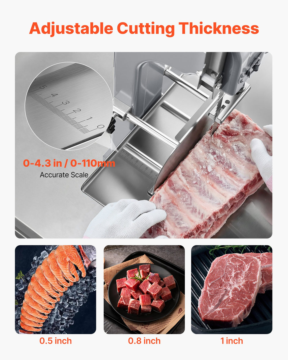 VEVOR commercial electric meat bandsaw cutting table image