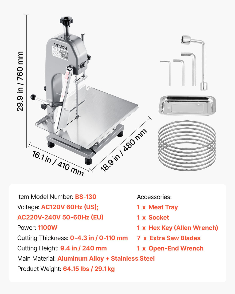 VEVOR commercial electric meat bandsaw additional view image