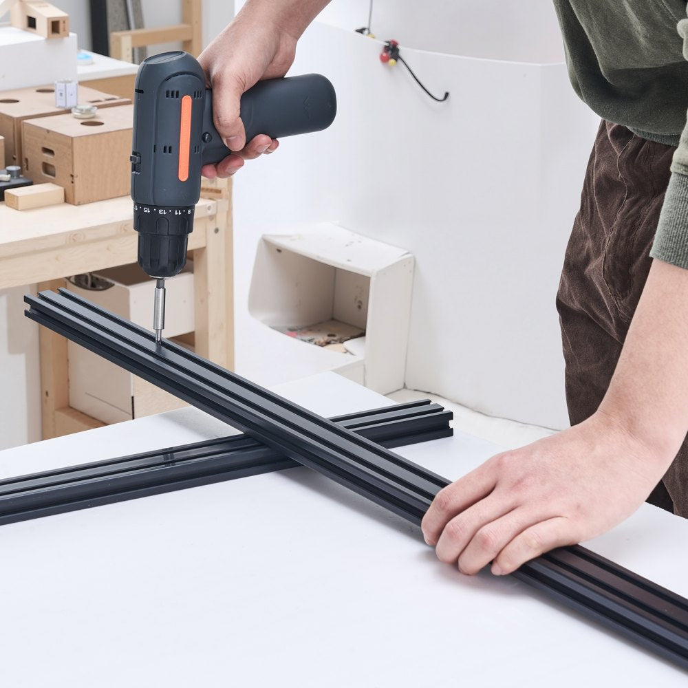 VEVOR 5PCS 47.2 in (1200mm) T Slot 2040 Aluminum Extrusion Profile, European Standard Anodized Linear Rail, High-Strength Extruded Aluminum Rail for 3D Printer, CNC Machine DIY, Laser Engraving, Black