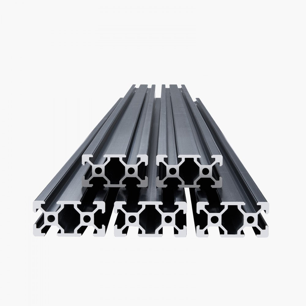 VEVOR 5PCS 47.2 in (1200mm) T Slot 2040 Aluminum Extrusion Profile, European Standard Anodized Linear Rail, High-Strength Extruded Aluminum Rail for 3D Printer, CNC Machine DIY, Laser Engraving, Black