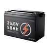 VEVOR 24V 50Ah LiFePO4 Lithium Battery 4000+ Cycles 50A BMS with Bluetooth, 1280Wh Lithium Battery with Low Temperature Protection, Supports 8P2S Connection, for RV, Trolling Motor, Marine, Solar