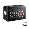 VEVOR 24V 50Ah LiFePO4 Lithium Battery 4000+ Cycles 50A BMS with Bluetooth, 1280Wh Lithium Battery with Low Temperature Protection, Supports 8P2S Connection, for RV, Trolling Motor, Marine, Solar