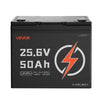 VEVOR 24V 50Ah LiFePO4 Lithium Battery, Bluetooth, Deep Cycle Lithium Rechargeable Battery, Built-in 30A BMS, Low Temp Protection, 4000+ Cycles, Max. 1280Wh, for RV, Camper, Trolling Motors, Marine
