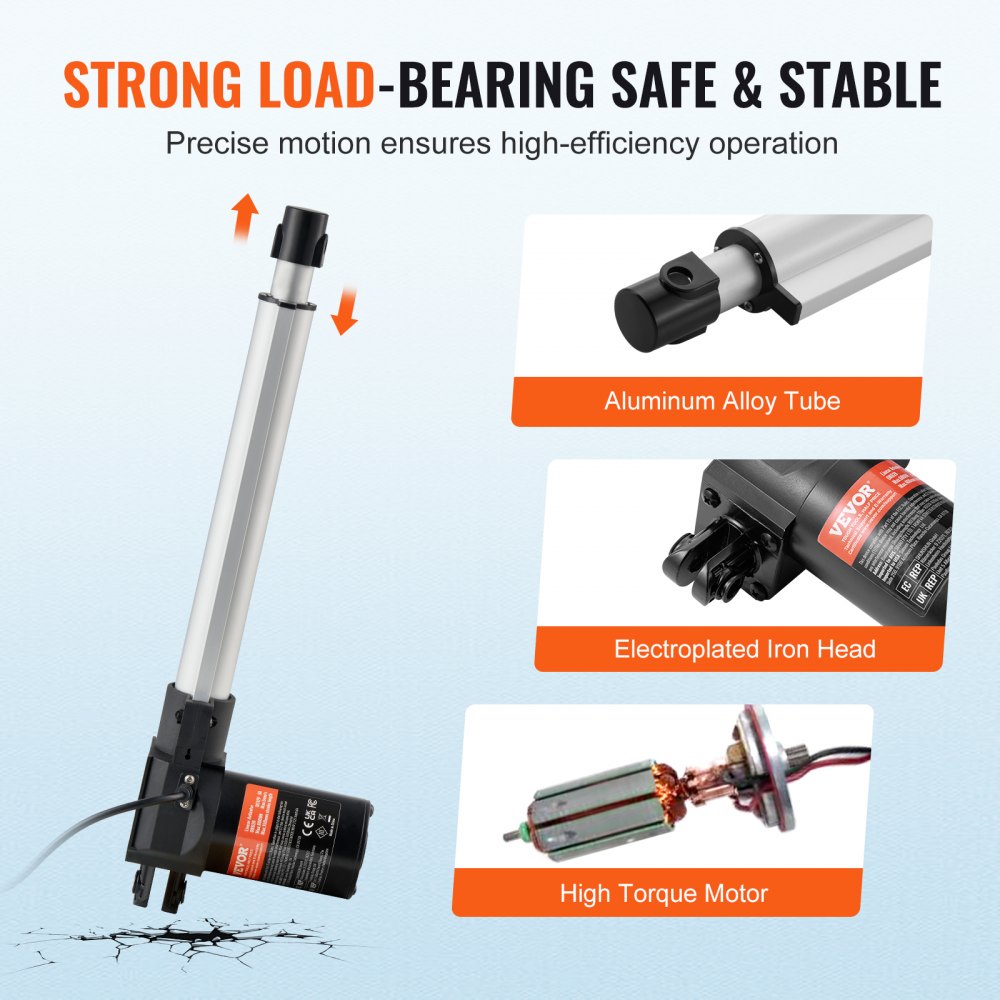 VEVOR Linear Actuator Kit, 10 Inch High Speed 0.98"/s Linear Motion Actuator 24V, 220lbs/1000N Linear Actuator for TV/Table/Sofa Lifting, IP44 Protection - Adapter Power Supply Included