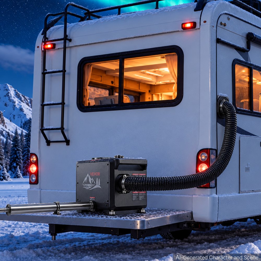 VEVOR Diesel Heater DC 12-24V 1.98 Gal / 7.5 L Fuel Tank Aluminum Element, For Outdoor Camping, Fast Heating at Max 18045 ft, with Bluetooth App Control, Remote Control, and LCD Panel, CO Alarm