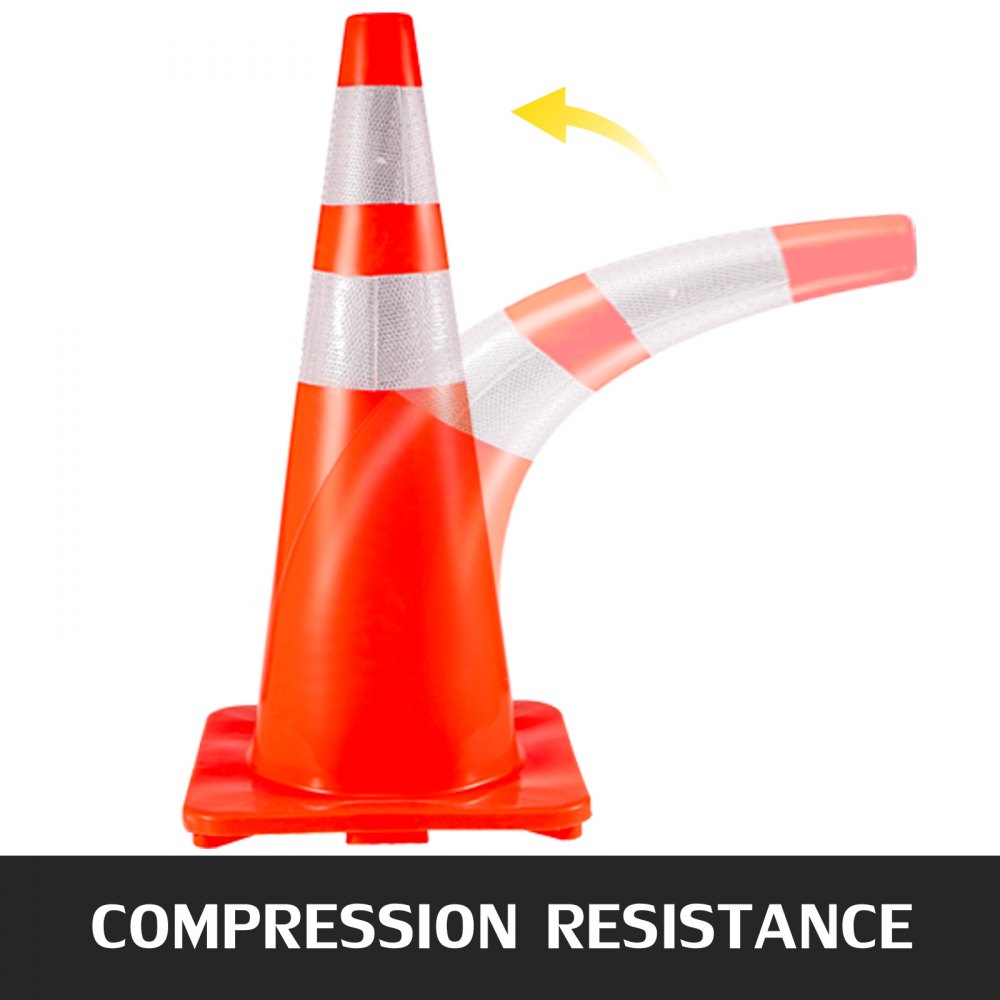 VEVOR 6Pack Traffic Cones, 28\"Safety Cones, PVC Orange Traffic Safety Cone with Reflective Collar, for Road Parking Training Cones