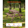 VEVOR Kids Picnic Table with Umbrella, 3-in-1 Sand & Water Table, Outdoor Wooden Table and Bench Set with 2 Trays, 4-People Patio Dining Furniture for Garden, Backyard and Porch (Walnut)
