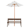 VEVOR Kids Picnic Table with Umbrella, 3-in-1 Sand & Water Table, Outdoor Wooden Table and Bench Set with 2 Trays, 4-People Patio Dining Furniture for Garden, Backyard and Porch (Walnut)