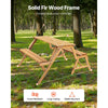 VEVOR 2-in-1 Transforming Interchangeable Picnic Table, Outdoor Wooden Table and Bench Set, Portable Foldable Bench with Umbrella Hole, Patio Dining Furniture for Garden, Backyard, Porch (Brown)
