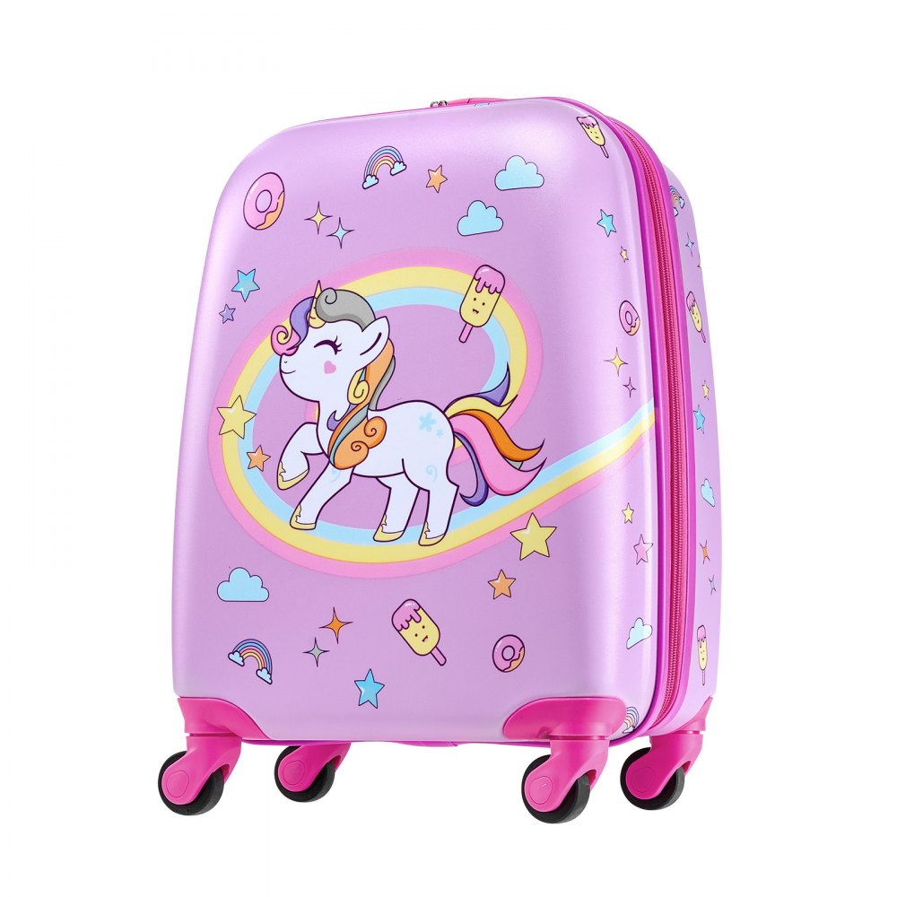 VEVOR Kids Luggage Set, 2 Piece, 18 Inch Hardside Rolling Wheels Suitcase with Hard-Shell Backpack, Unicorn Kids Carry on Luggage Set, Holiday Birthday Gift for Girls & Boys, Airline Approved