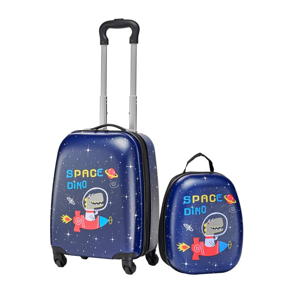 VEVOR Kids Luggage Set, 2 Piece, 18 Inch Hardside Rolling Wheels Suitcase with Hard-Shell Backpack, Dinosaur Kids Carry on Luggage Set, Holiday Birthday Gift for Girls & Boys, Airline Approved