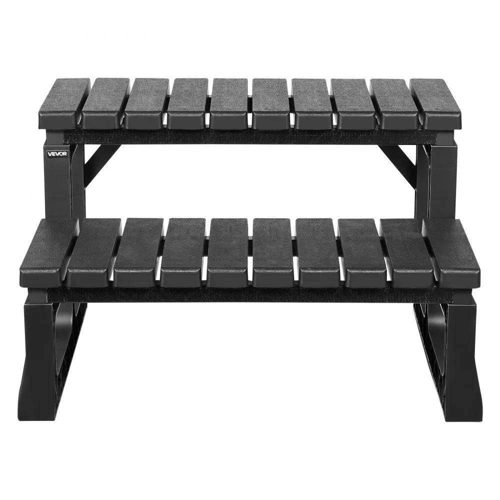 VEVOR Hot Tub Steps, 2-Step Spa Outdoor Stairs, Heavy Duty 23.6 inch Wide PP Above-Ground/Inflatable Pool Ladder with 320 lbs Weight Capacity, Multi-Use for Porch, Patio, Deck, Campers, Black