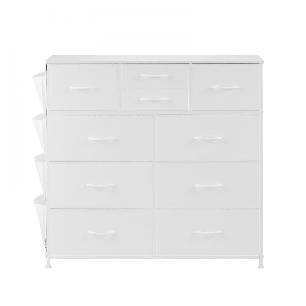 VEVOR 10 Drawer Dresser, Fabric Drawer Dresser with Fabric Bins, Closet Storage Drawers with Easy Pull Handle and Sturdy Steel Frame, Fabric Storage Tower for Bedroom, Hallway, Closet, Nursery, White