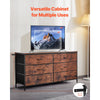 VEVOR 6 Drawer Dresser, Tall Chest Organizer Drawer Dresser, TV Stand with Storage, Closet Storage Drawers with Sturdy Steel Frame, Fabric Storage Tower for Bedroom, Hallway, Closet, Rustic Brown