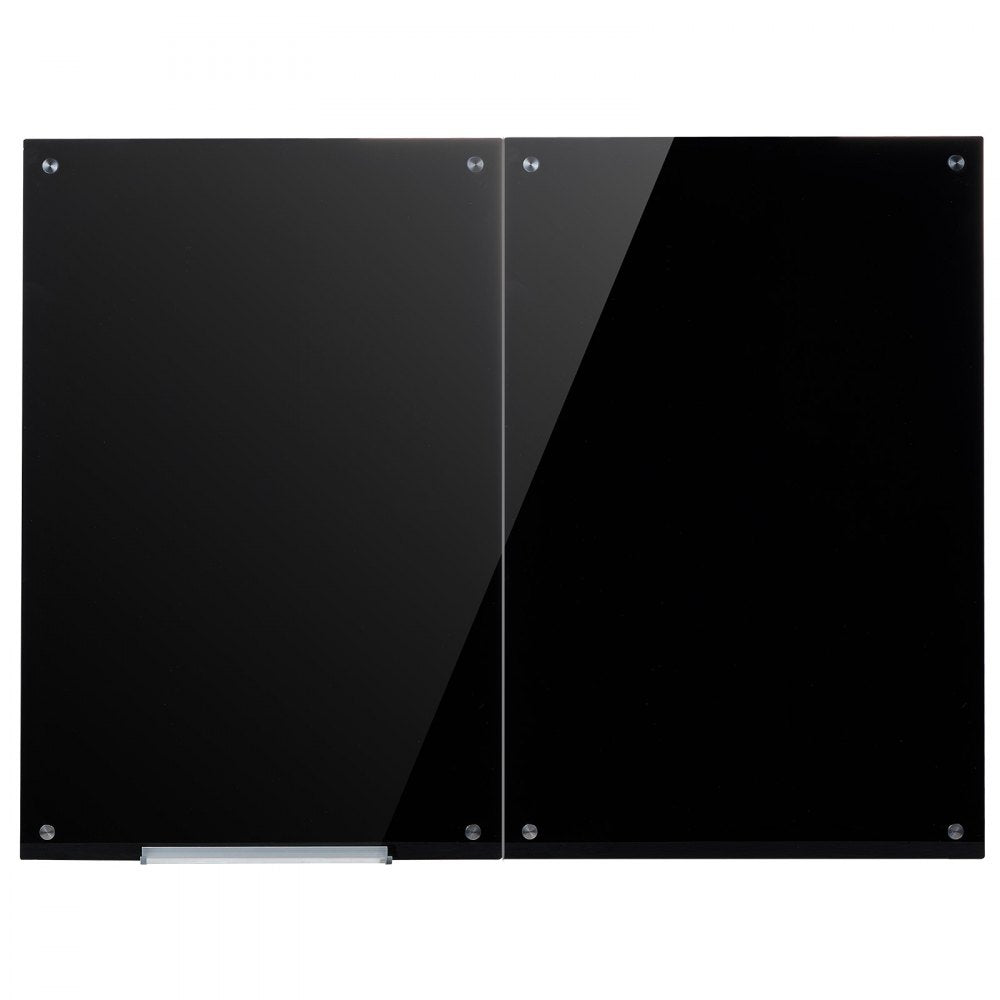 VEVOR Glass Dry Erase Board 2 Pack 35.4 x 23.6 in Black Magnetic Whiteboard, Wall-Mounted, Frameless, Thick Tempered Glass, with Markers, Magnets and Eraser, for Office, School Classroom, Home Study