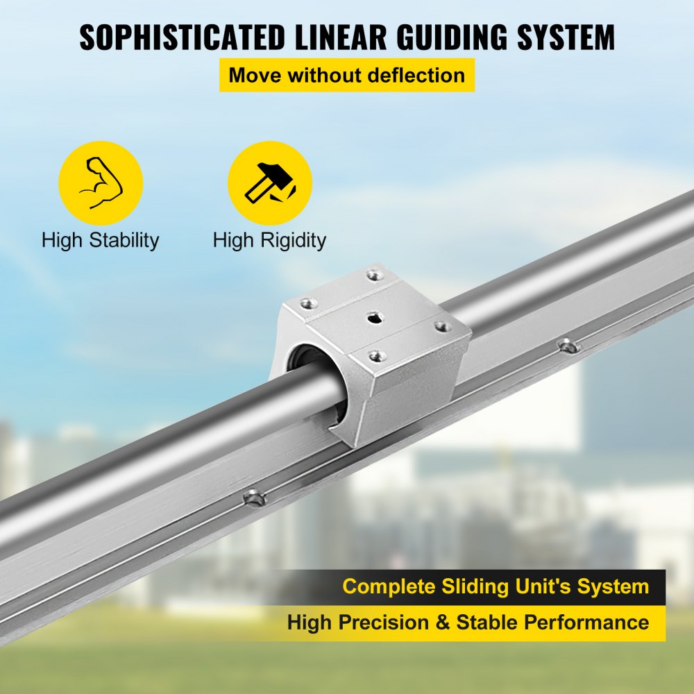 VEVOR Linear Rail, 2PCS SBR16-800mm, Linear Slide Guide 2 PCS Rail, 4 PCS SBR16UU Bearing Block for Automated Machines and Equipments