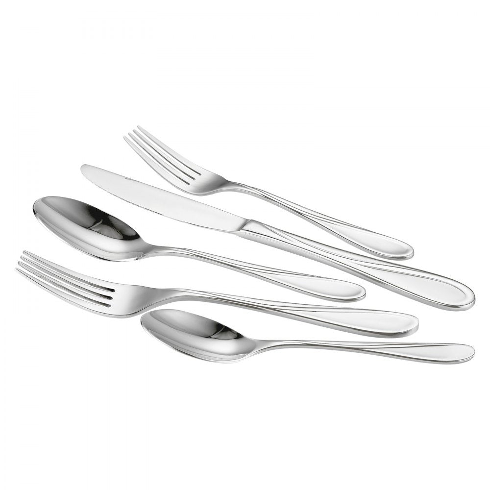VEVOR 65-Piece Silverware Set, Food-Grade Stainless Steel Flatware Utensils, Mirror Finished Cutlery Set, Dishwasher Safe Eating Tableware for Kitchen Home, Service for 12, Include Knife Fork Spoon