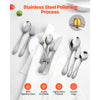 VEVOR 45-Piece Silverware Set, Food-Grade Stainless Steel Flatware Utensils, Mirror Finished Cutlery Set, Dishwasher Safe Eating Tableware for Kitchen Home, Service for 8, Include Knife Fork Spoon