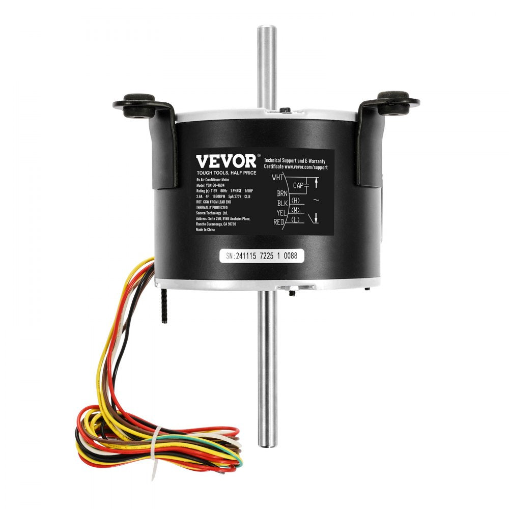 VEVOR 3108706.916 RV AC Fan Motor Compatible with Dometic Brisk Air I Model - Single Phase, 1/5HP AC115V 2.6A 1650 RPM (3 Speeds)