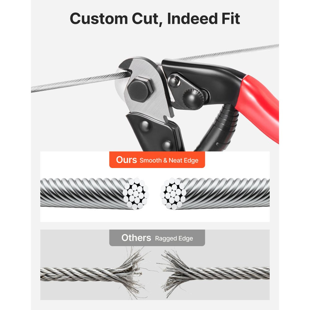 VEVOR 1/8 Inch Wire Rope, 500 ft Length, 316 Stainless Steel Wire Cable with Cutter, 1760 lbs Breaking Strength, 1 x 19 Strands Construction, Steel Cable for Deck Railing System, Garden Trellis