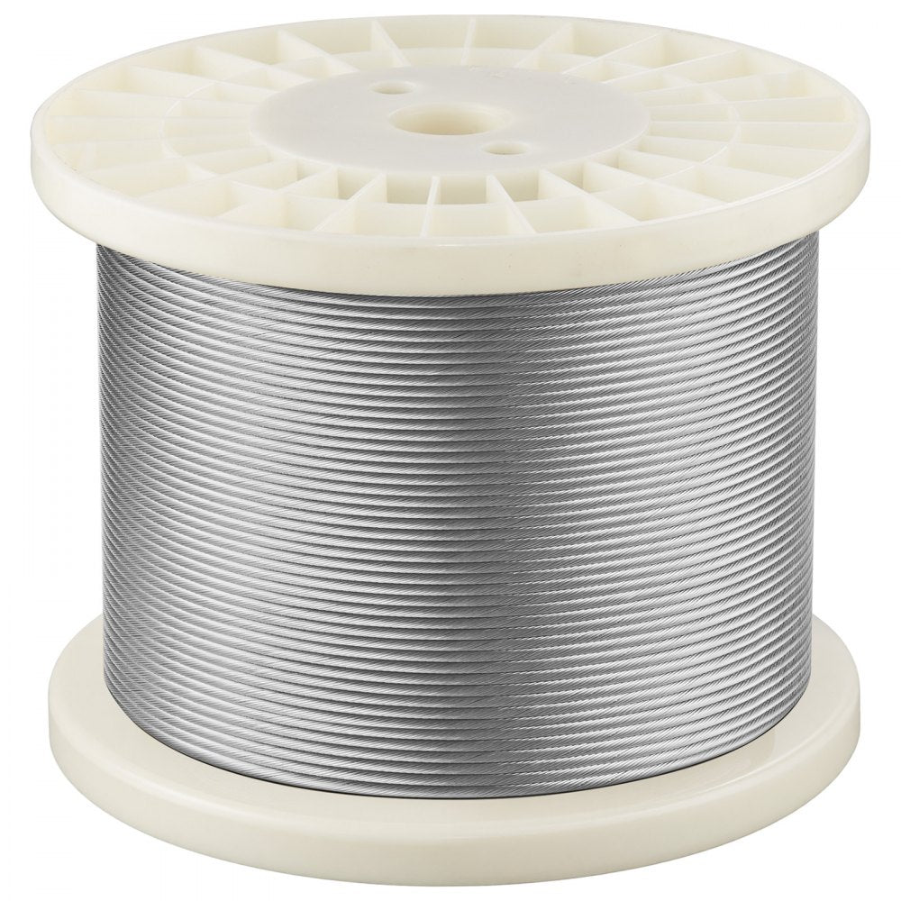 VEVOR 1/8 Inch Wire Rope, 500 ft Length, 316 Stainless Steel Wire Cable with Cutter, 1760 lbs Breaking Strength, 1 x 19 Strands Construction, Steel Cable for Deck Railing System, Garden Trellis