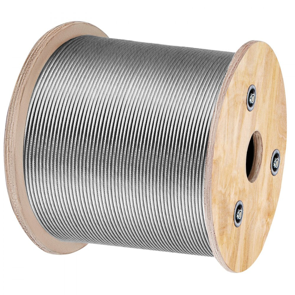VEVOR T316 Stainless Steel Cable 1/8" 7x7 Steel Wire Rope Cable 500FT Cable Railing Transport Wire Rope Cable for Railing Decking DIY Balustrade