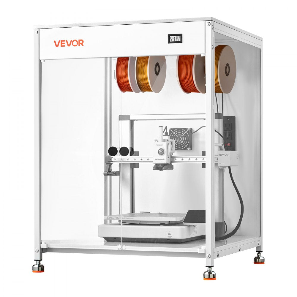 VEVOR 3D Printer Enclosure with Ventilation, Dustproof Waterproof Transparent Acrylic 3D Printer Tent, Constant Temperature Protective Case with LED, Compatible with Bambu Lab, Ender, Neptune, Kobra
