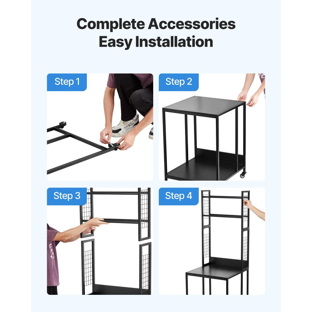 VEVOR 3D Printer Filament Storage Rack, 4-Tier 3D Printer Stand with Filament Storage, Spools Holder Racks Cart with Wheels, Filaments Organzied for 3D Printing Station, Office, Workshop (Shelf Only)