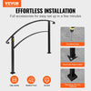 VEVOR Handrails for Outdoor Steps, Fit 1 or 3 Steps Outdoor Stair Railing, Black Wrought Iron Handrail, Flexible Front Porch Hand Rail, Transitional Handrails for Concrete Steps or Wooden Stairs
