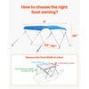 VEVOR 3 Bow Boat Bimini Tops, 600D Polyester Canopy with Aluminum Alloy Frame, Waterproof & Sun Shade Boat Awning Canopy with Storage Bag, 2 Support Poles, 4 Straps, 6'Lx(54"-60")Wx46"H, Pacific Blue