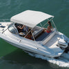 VEVOR 3 Bow Boat Bimini Tops, 600D Polyester Canopy with Aluminum Alloy Frame, Waterproof & Sun Shade Boat Awning Canopy with Storage Bag, 2 Support Poles, 4 Straps, 6'Lx(67"-72")Wx46"H, Light Grey