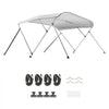VEVOR 3 Bow Boat Bimini Tops, 600D Polyester Canopy with Aluminum Alloy Frame, Waterproof & Sun Shade Boat Awning Canopy with Storage Bag, 2 Support Poles, 4 Straps, 6'Lx(67"-72")Wx46"H, Light Grey