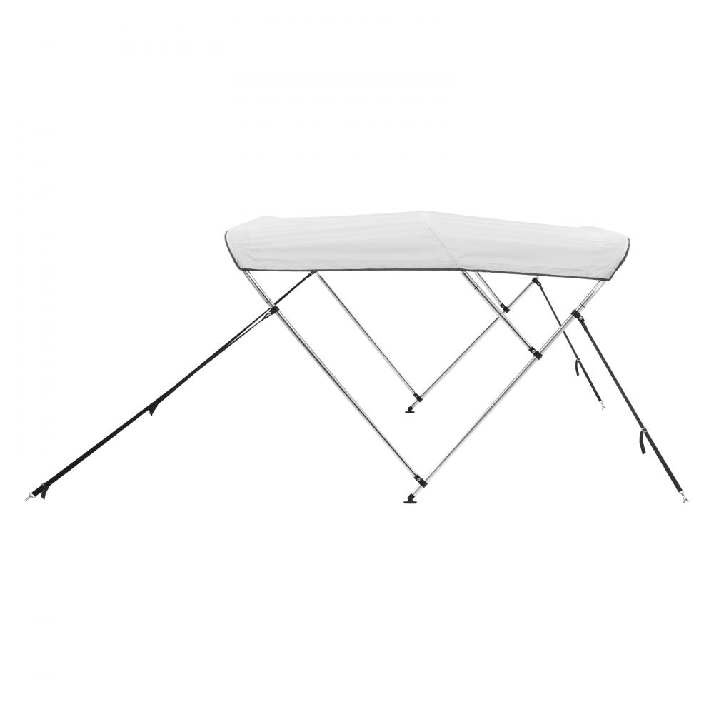 VEVOR 3 Bow Boat Bimini Tops, 600D Polyester Canopy with Aluminum Alloy Frame, Waterproof & Sun Shade Boat Awning Canopy with Storage Bag, 2 Support Poles, 4 Straps, 72"Lx(73"-78")Wx46"H, Light Grey