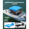 VEVOR 3 Bow Boat Bimini Tops, 600D Polyester Canopy with Aluminum Alloy Frame, Waterproof & Sun Shade Boat Awning Canopy with Storage Bag, 2 Support Poles, 4 Straps, 72"Lx(79"-84")Wx46"H, Pacific Blue