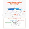 VEVOR 3 Bow Boat Bimini Tops, 600D Polyester Canopy with Aluminum Alloy Frame, Waterproof & Sun Shade Boat Awning Canopy with Storage Bag, 2 Support Poles, 4 Straps, 72"Lx(79"-84")Wx46"H, Pacific Blue