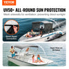 VEVOR 3 Bow Bimini Top Boat Cover, Detachable Mesh Sidewalls, 600D Polyester Canopy with 1" Aluminum Alloy Frame, Includes Storage Boot, 2 Support Poles, 2 Straps, 6'L x 46"H x 67"-72"W, Light Grey